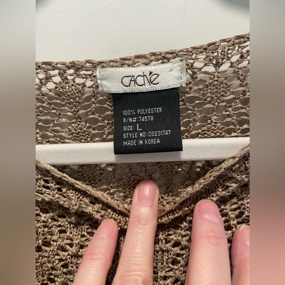 Cache Beige Tan Brown Sweater Large - Picture 2 of 4